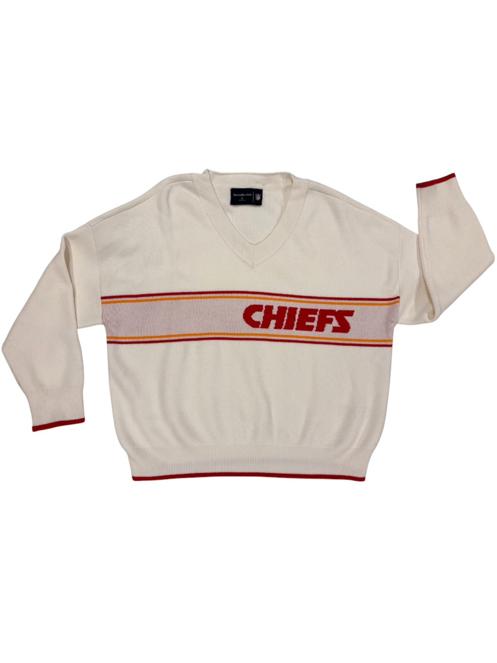 Abercrombie & Fitch Kansas Chiefs NFL Sweater Women XL Sweatshirt White Red - Picture 2 of 7